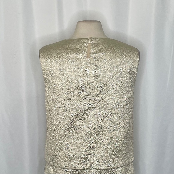 TORY BURCH Cathy Gold Jacquard Brocade Sleeveless Shell Top Blouse Size 10 - Picture 10 of 15